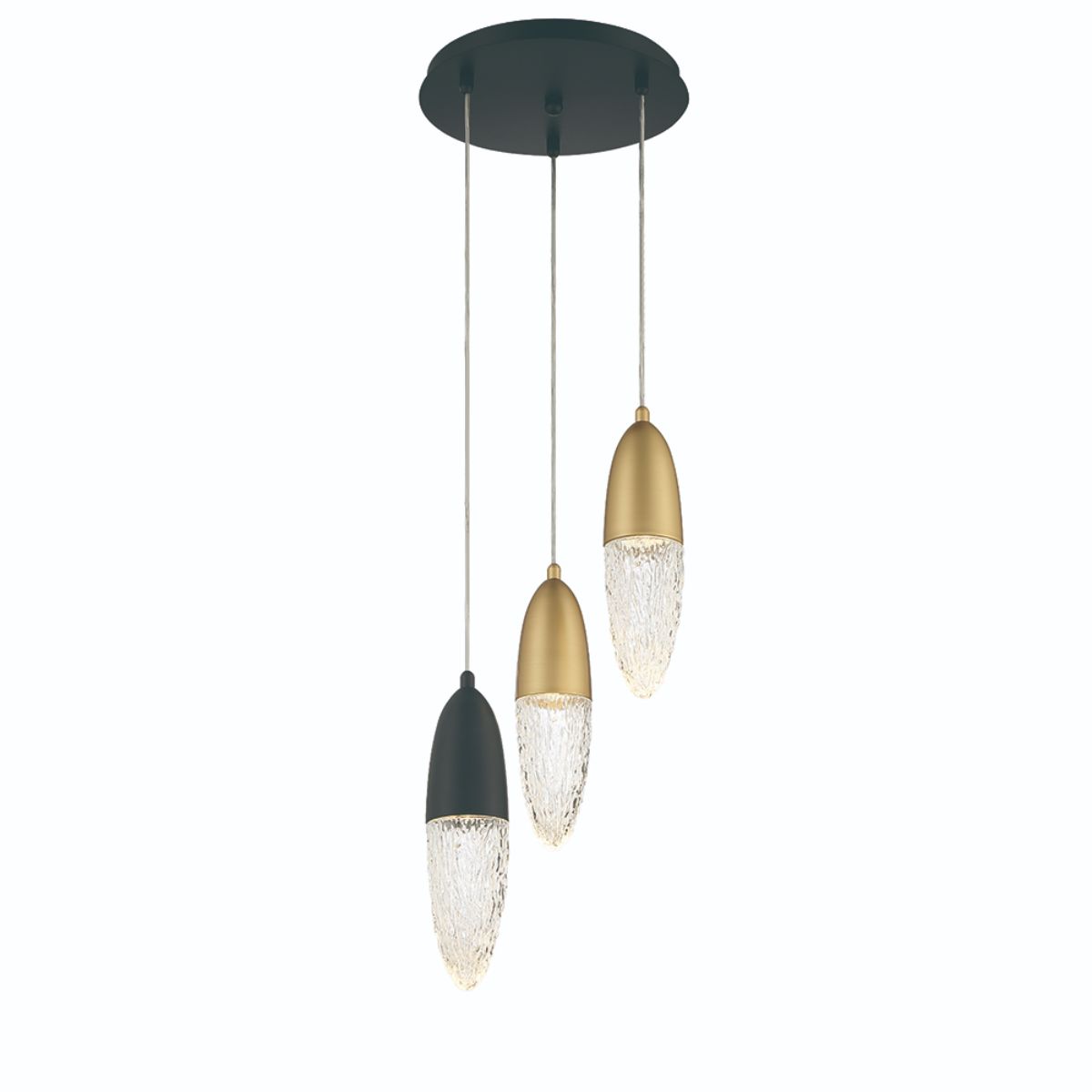 Ecrou 12 in. 3 Lights LED Chandelier Matte Black & Gold Finish - Bees Lighting