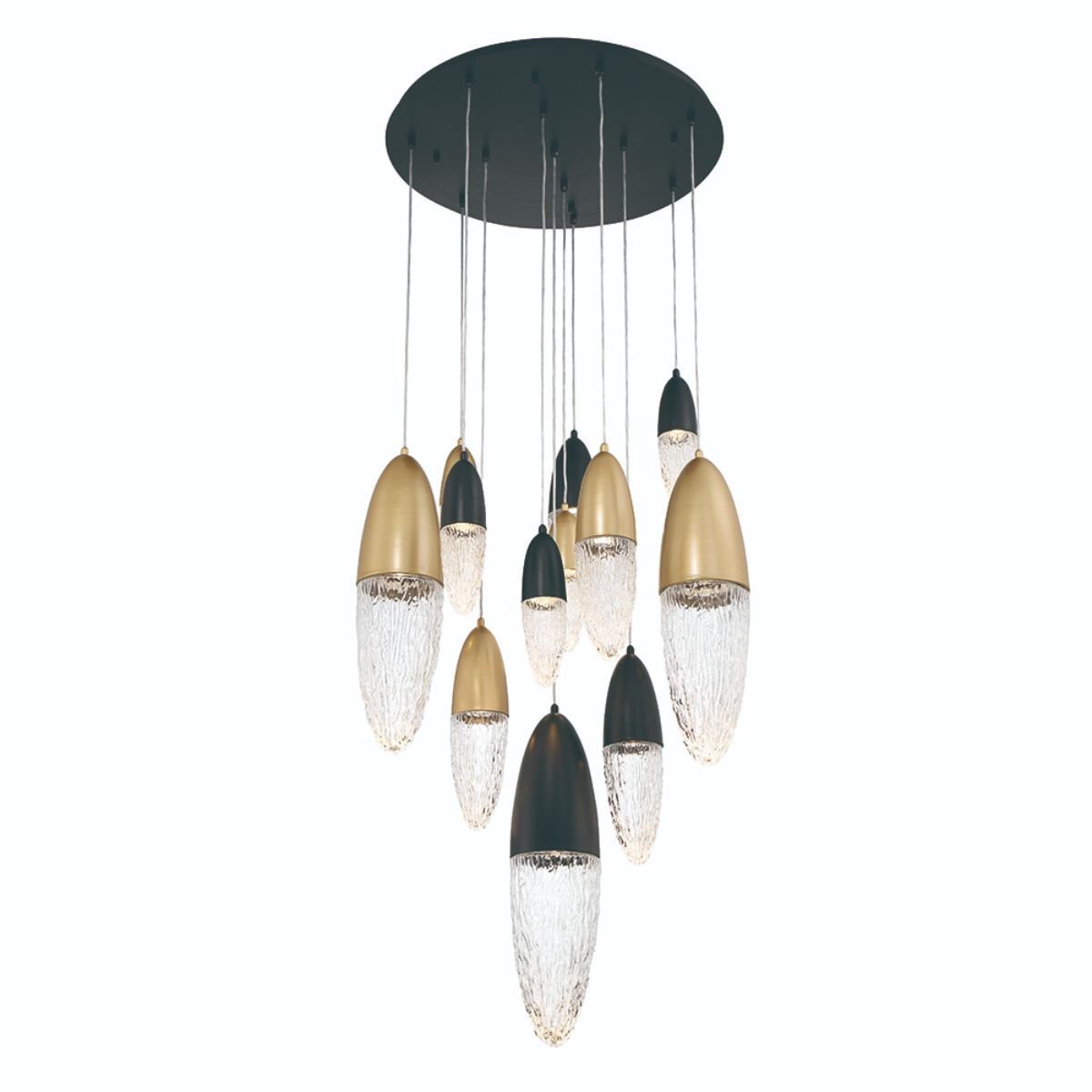 Ecrou 30 in. 12 Lights LED Chandelier Matte Black & Gold Finish - Bees Lighting