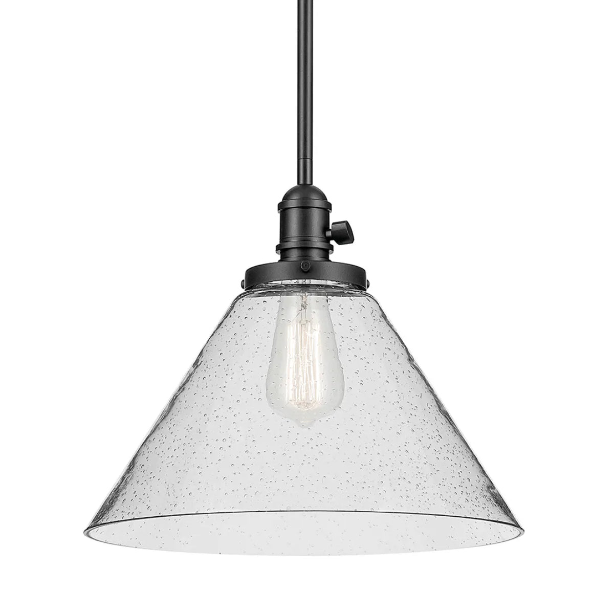 Avery 14" 1-Light Mini Cone Pendant Light with Clear Glass, Black Finish