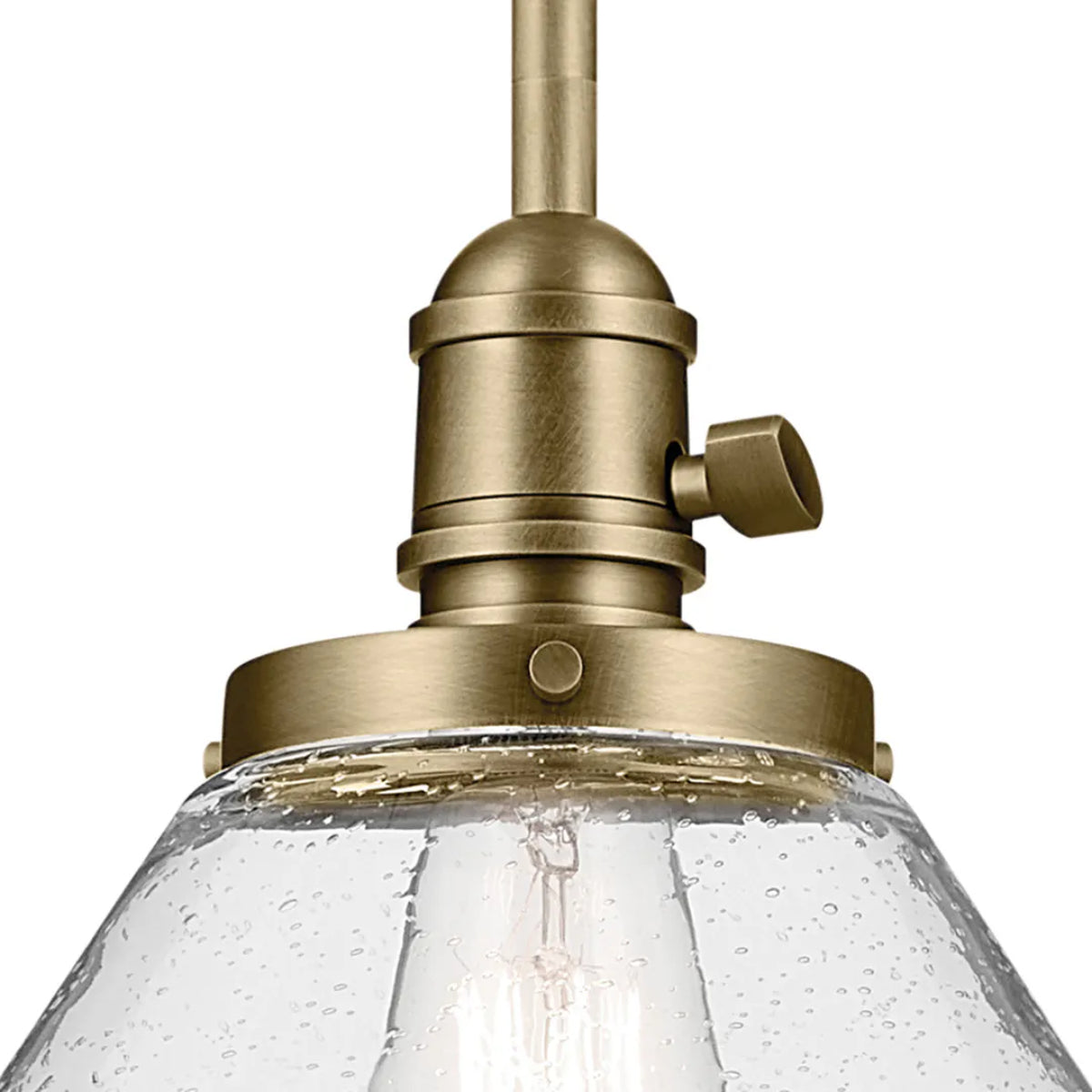 Avery 14" 1-Light Mini Cone Pendant Light with Clear Glass, Natural Brass Finish