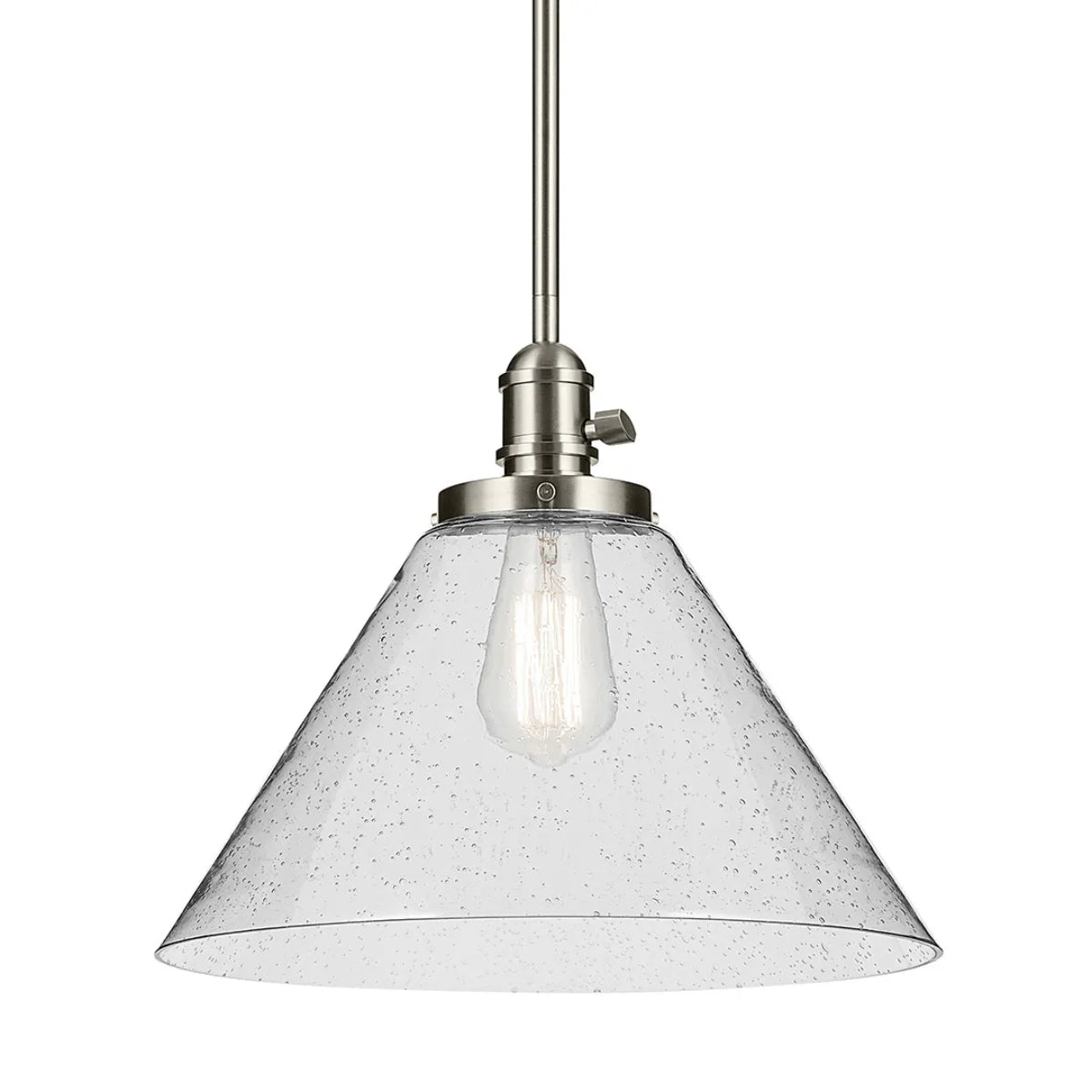 Avery 14" 1-Light Mini Cone Pendant Light with Clear Glass, Brushed Nickel Finish