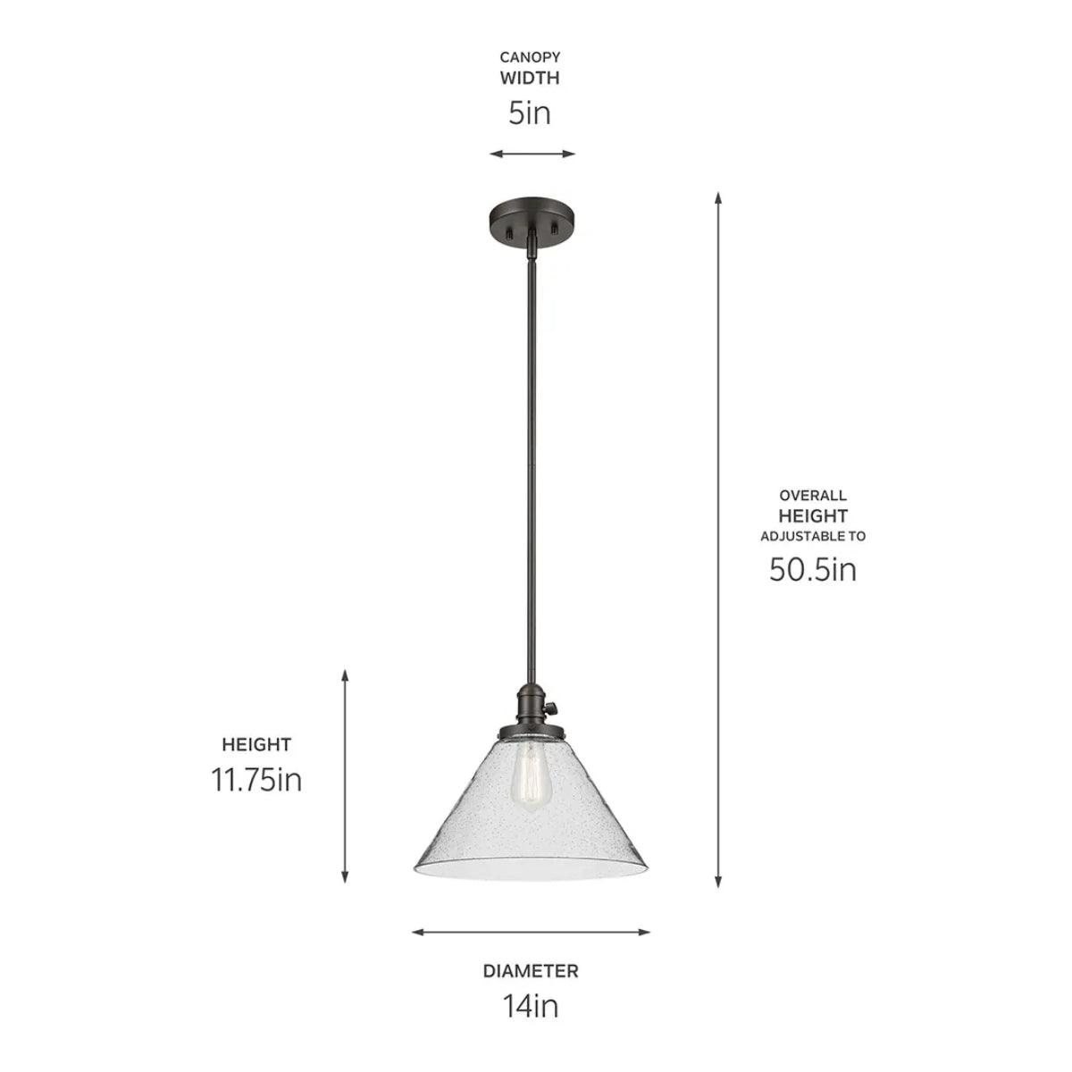 Avery 14" 1-Light Mini Cone Pendant Light with Clear Glass, Olde Bronze Finish