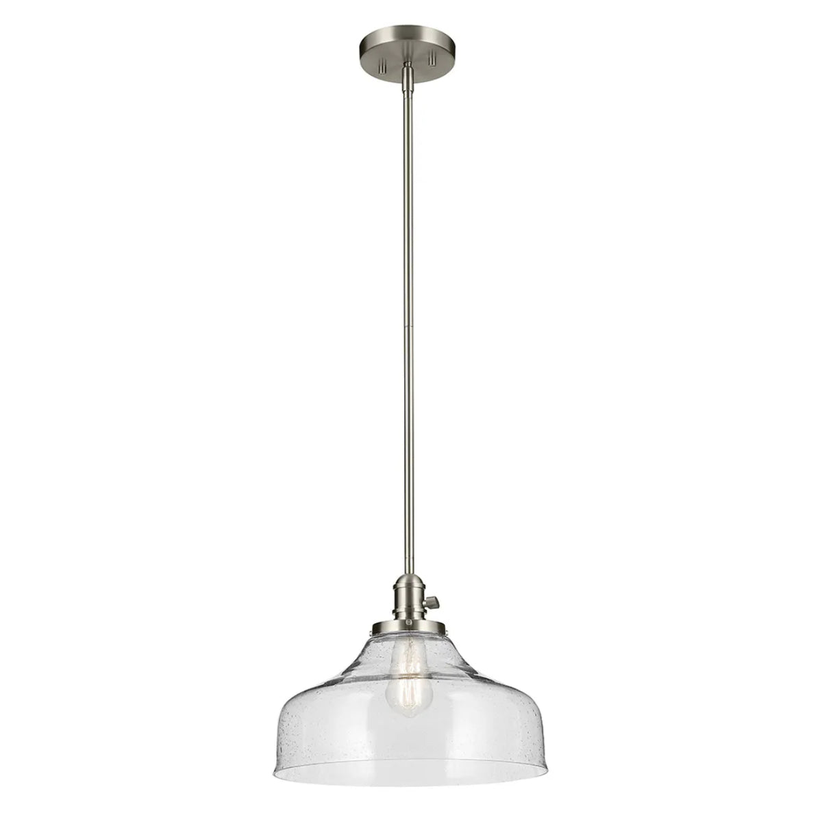 Avery 15" 1-Light Mini Bell Pendant Light with Clear Glass, Brushed Nickel Finish