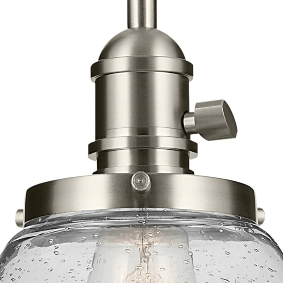 Avery 15" 1-Light Mini Bell Pendant Light with Clear Glass, Brushed Nickel Finish