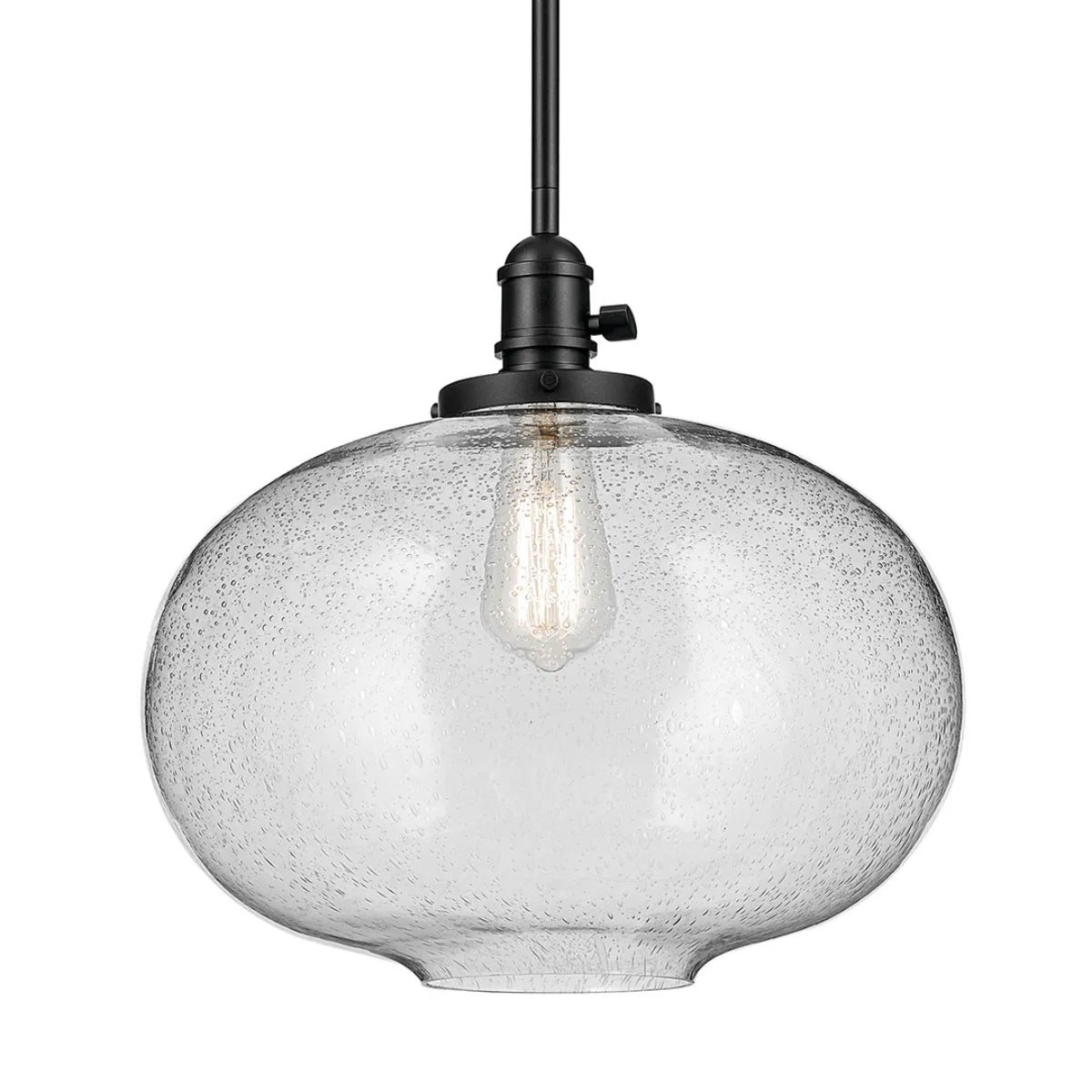 Avery 15" 1-Light Globe Pendant Light with Clear Glass, Black Finish