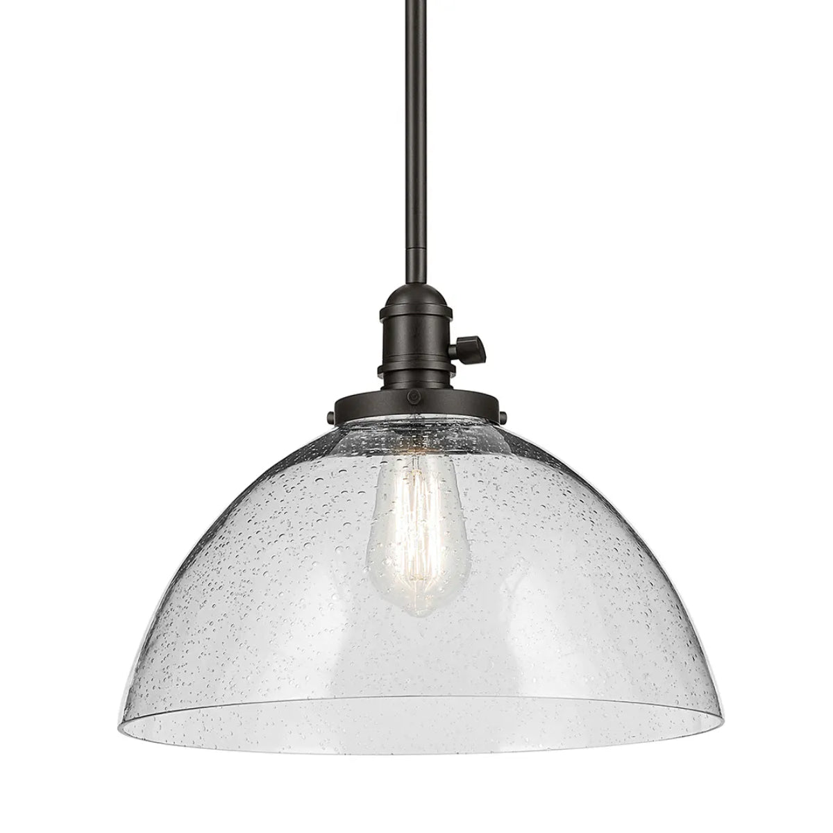 Avery 14" 1-Light Dome Pendant Light with Clear Glass, Olde Bronze Finish