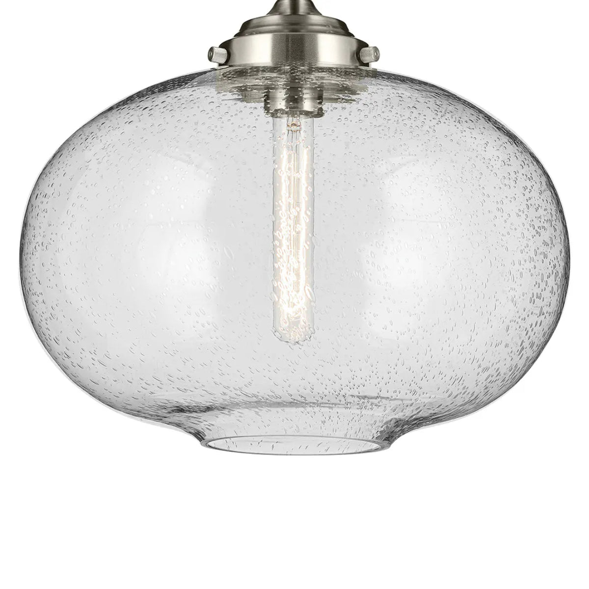 Avery 15" 1-Light Semi-Flush Mount Light with Clear Glass, Brushed Nickel Finish