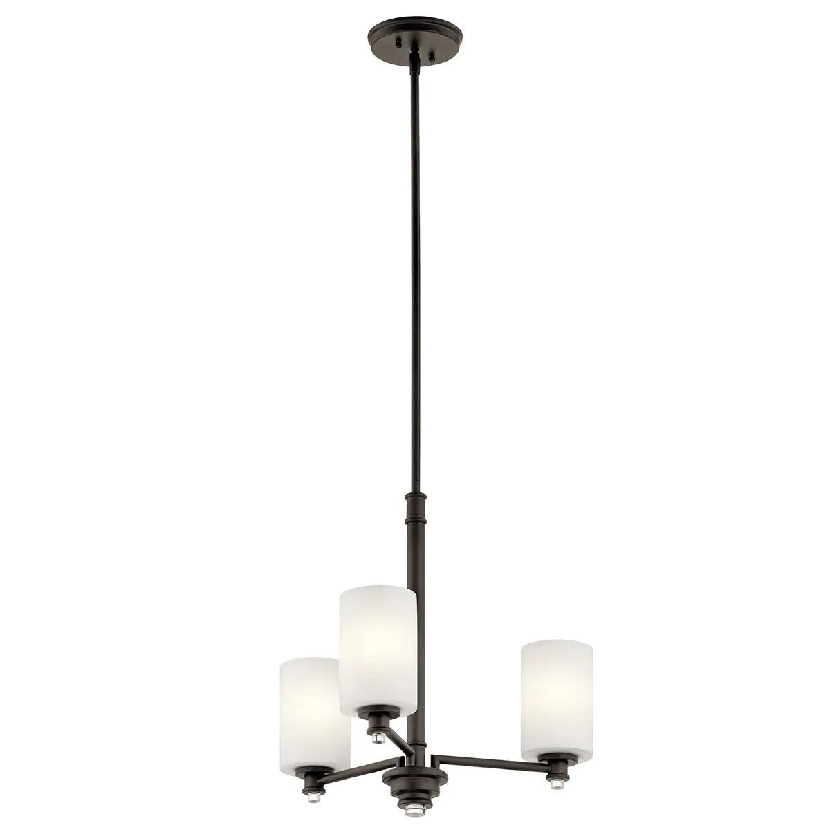 Joelson 20" 3-Light LED Chandelier 1-Tier with Satin etched cased opal glass, Olde bronze Finish - Bees Lighting