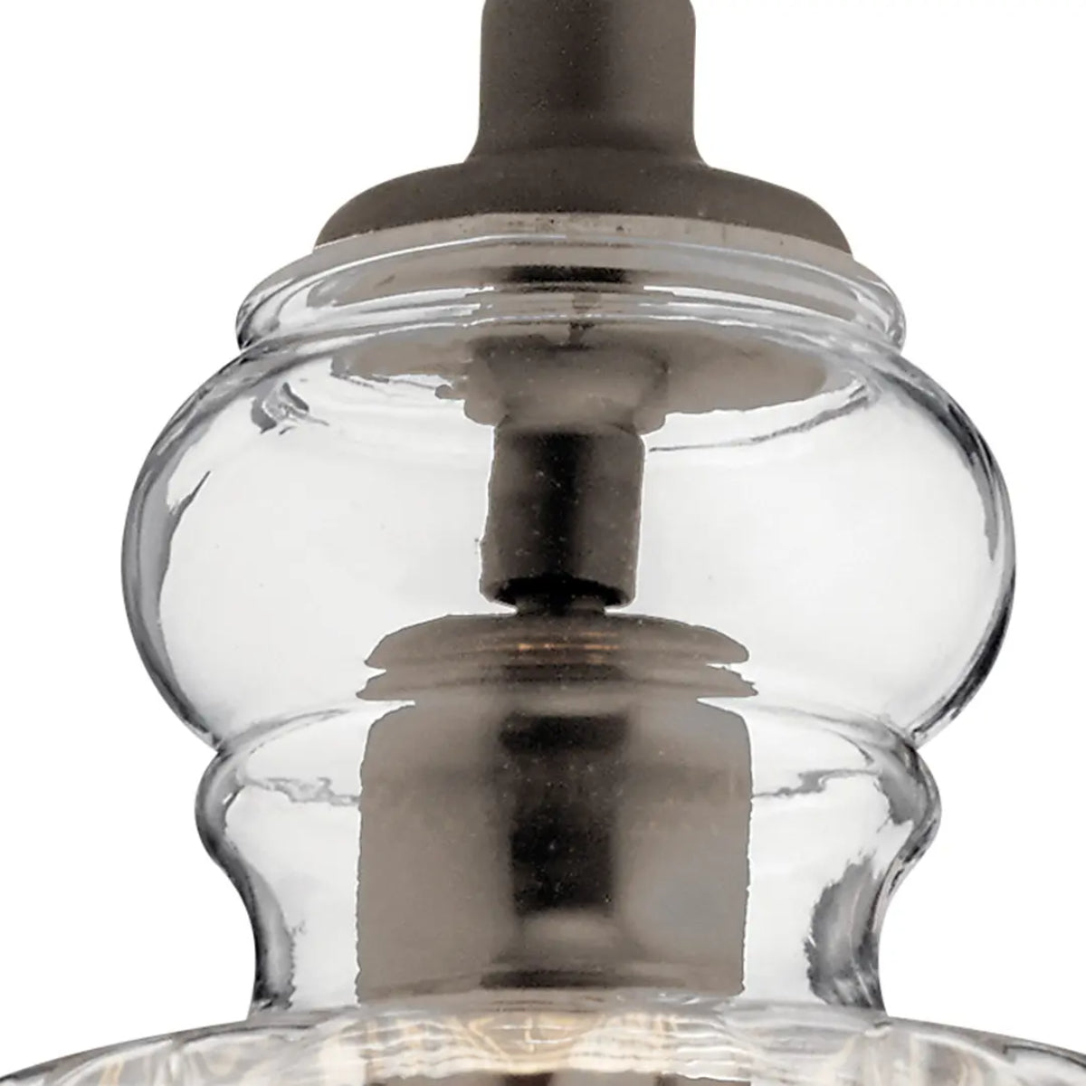 Riviera 11" 1-Light Mini Pendant Light with Clear Ribbed Glass, Olde Bronze Finish - Bees Lighting