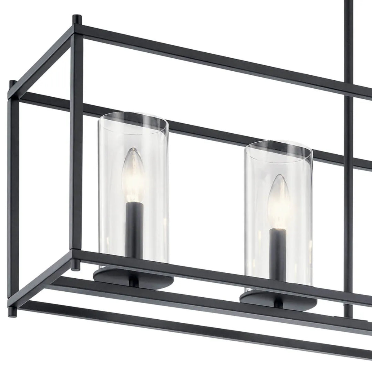 Crosby 42" 5-Light Linear Chandelier with Clear Glass, Black Finish - Bees Lighting