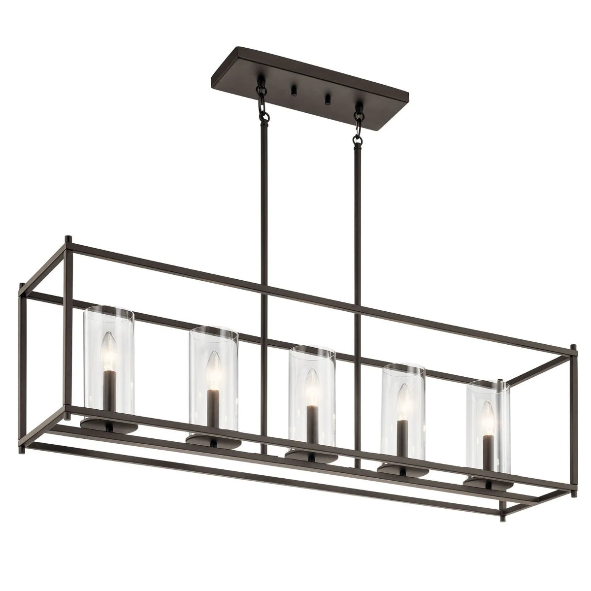 Crosby 42" 5-Light Linear Chandelier with Clear Glass, Olde bronze Finish - Bees Lighting