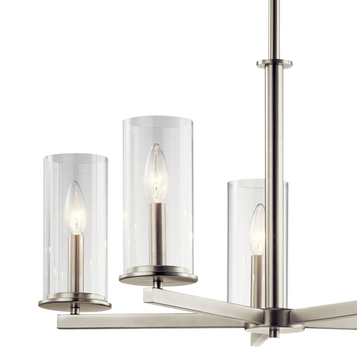 Crosby 26" 5-Light Chandelier 1-Tier with Clear Glass, Brushed nickel Finish - Bees Lighting