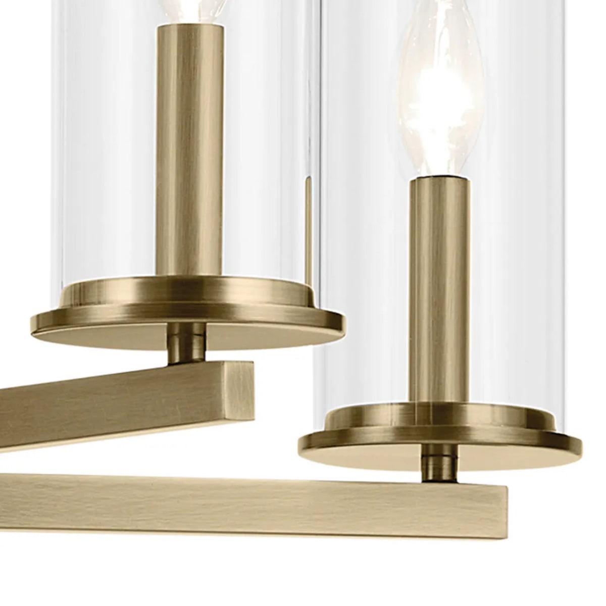 Crosby 33" 9-Light Chandelier Multi-Tier with Clear Glass, Natural brass Finish - Bees Lighting