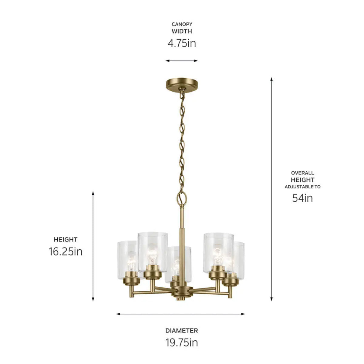 Winslow 20" 5-Light Chandelier, Natural Brass Finish - Bees Lighting