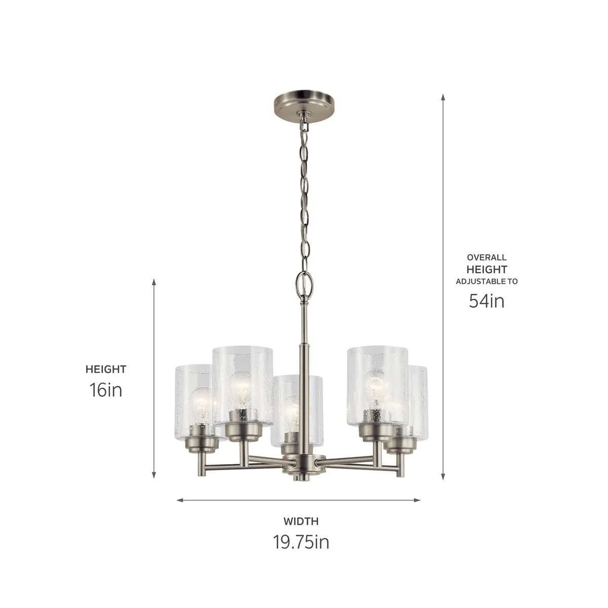 Winslow 20" 5-Light Chandelier, Brushed Nickel Finish - Bees Lighting