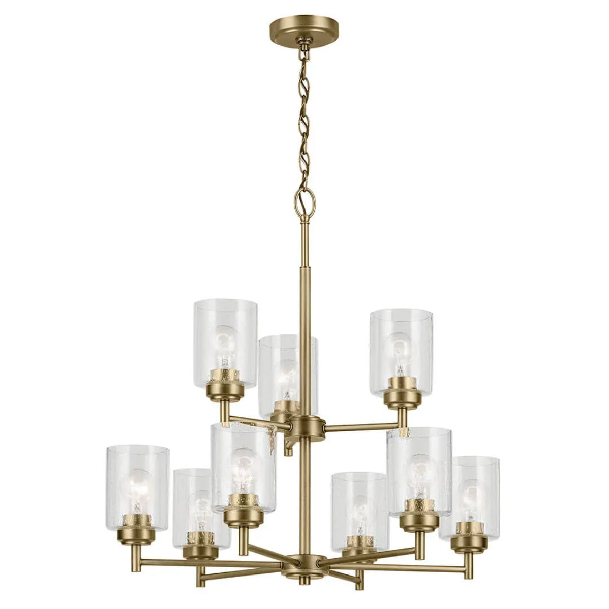 Winslow 27" 9-Light Chandelier, Natural Brass Finish - Bees Lighting