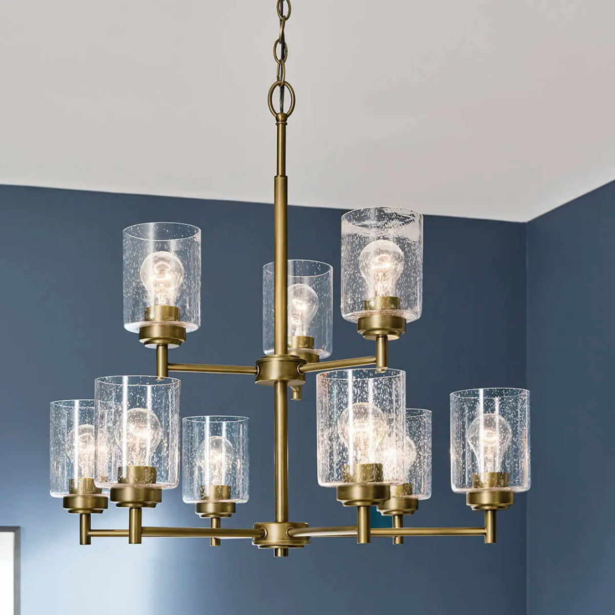 Winslow 27" 9-Light Chandelier, Natural Brass Finish - Bees Lighting