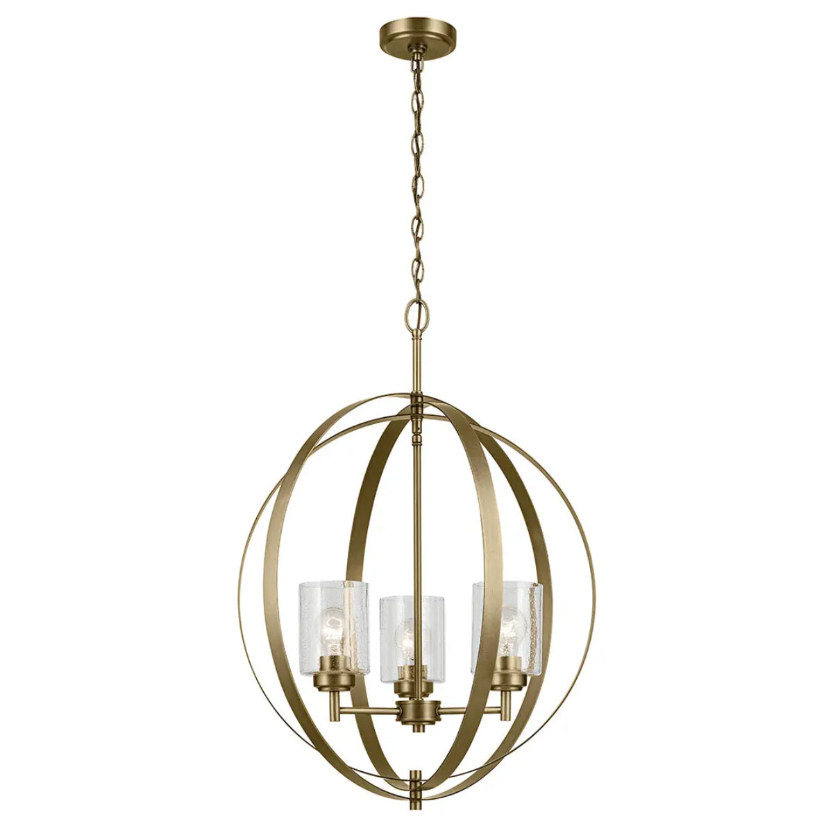 Winslow 31" 3-Light Chandelier, Natural Brass Finish