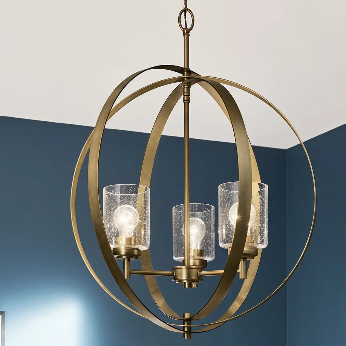 Winslow 31" 3-Light Chandelier, Natural Brass Finish