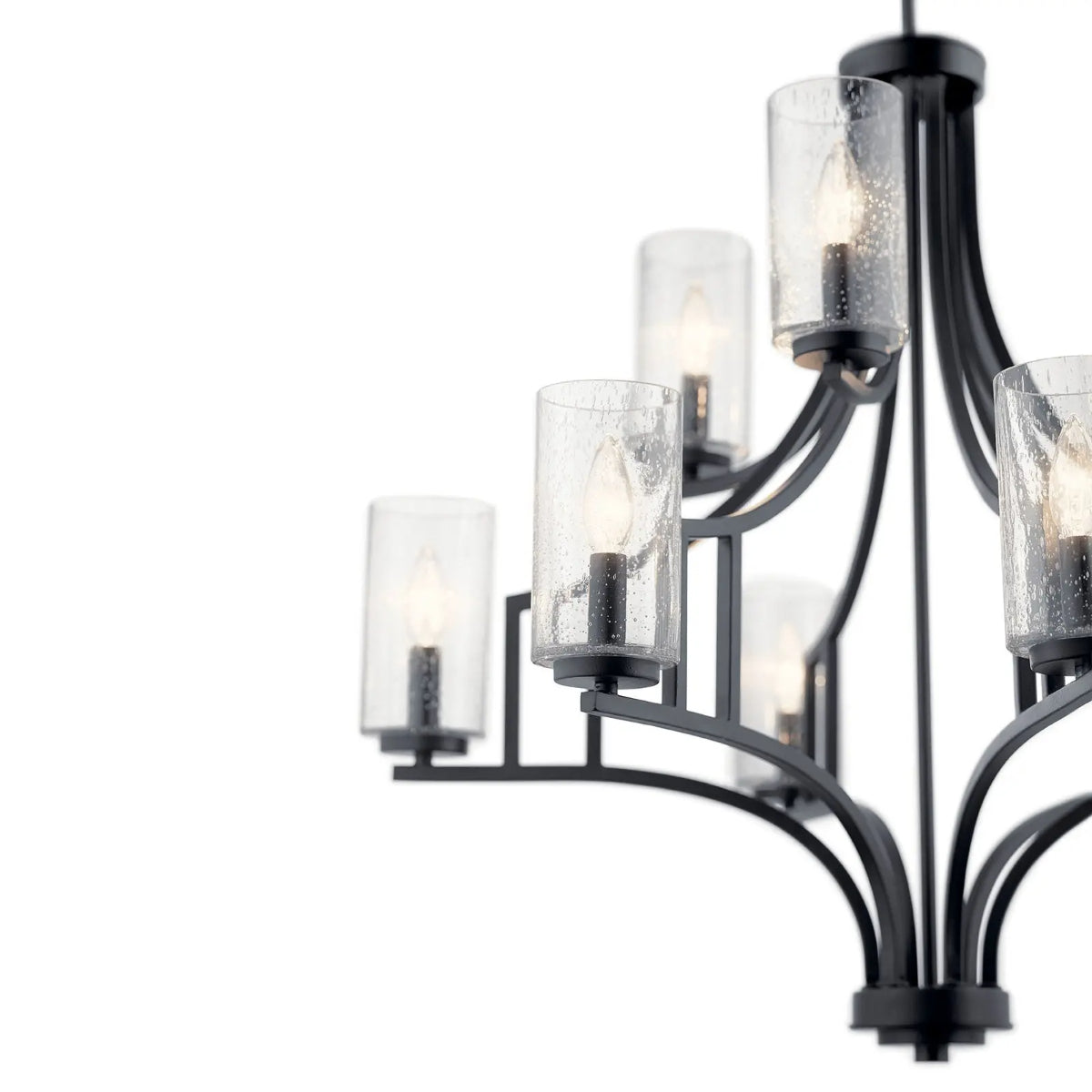 Vara 32" 9-Light Chandelier, Distressed Black Finish