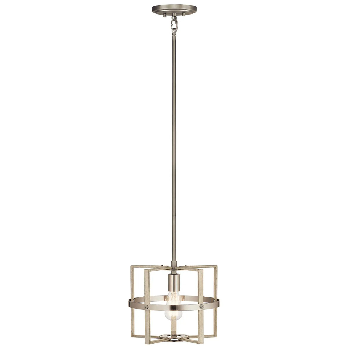 Peyton 12" 1-Light Pendant Light, White Washed Wood Finish - Bees Lighting