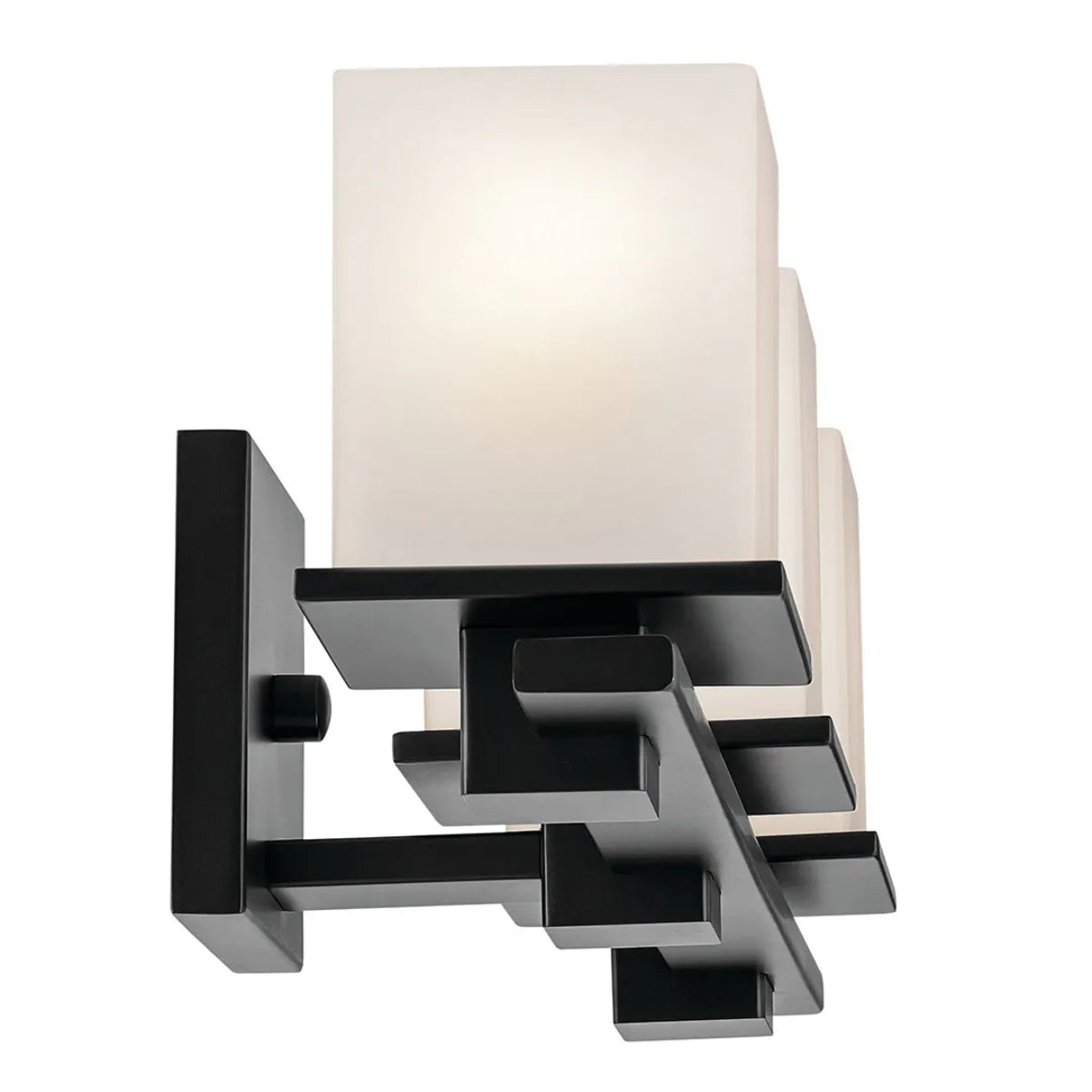 Tully 24 In 3-Lights Bathroom Vanity Light With Satin Etched Cased Opal Glass, Black Finish - Bees Lighting