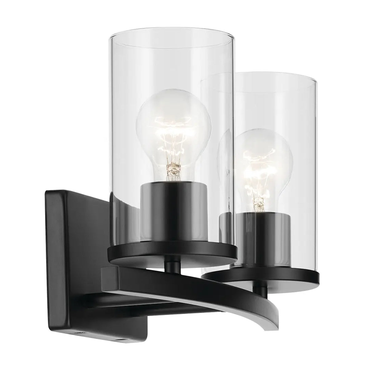 Crosby 15" 2-Light Vanity Light with Clear Glass, Black Finish