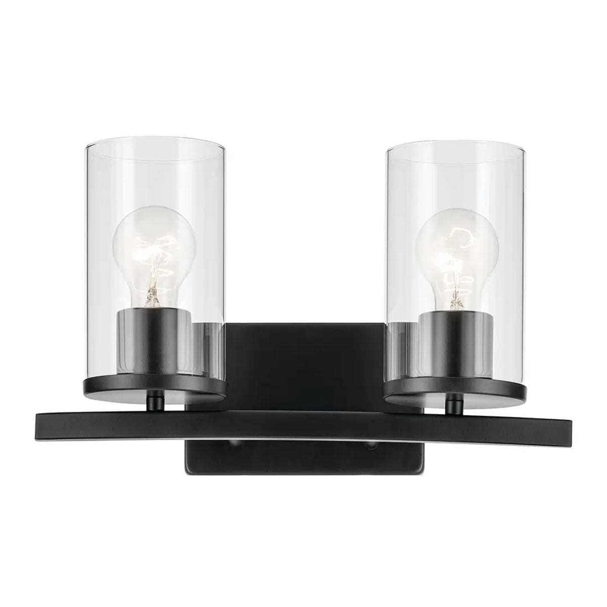 Crosby 15" 2-Light Vanity Light with Clear Glass, Black Finish