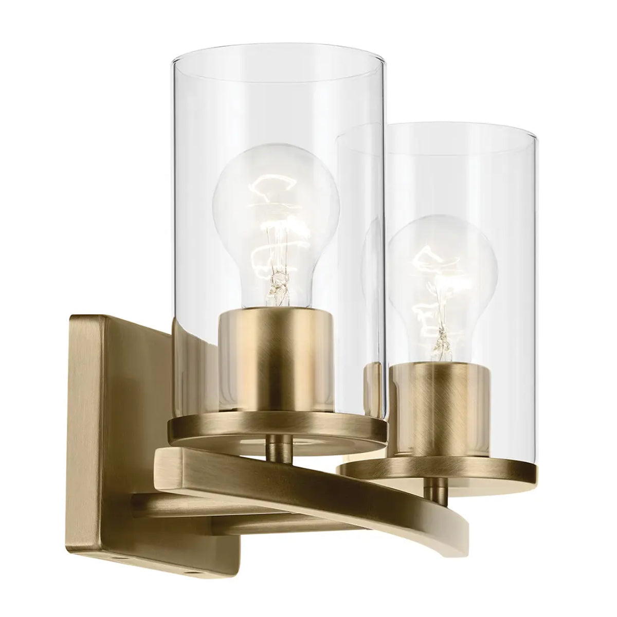 Crosby 15" 2-Light Vanity Light with Clear Glass, Natural Brass Finish