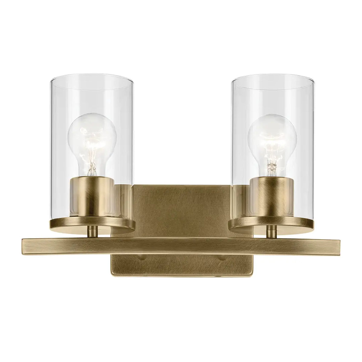 Crosby 15" 2-Light Vanity Light with Clear Glass, Natural Brass Finish