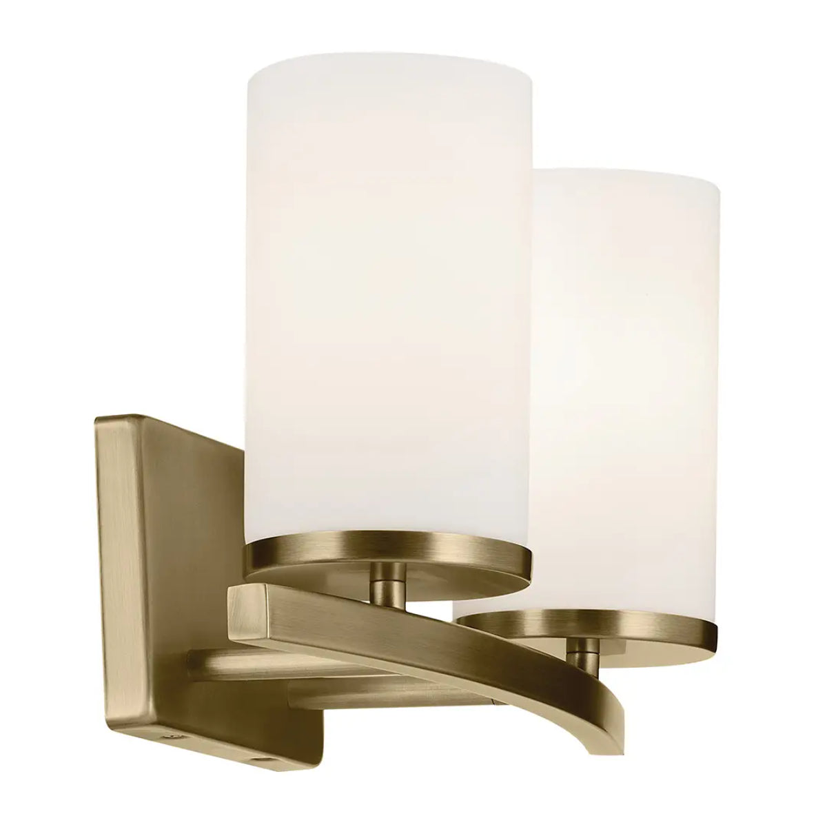 Crosby 15" 2-Light Vanity Light with Satin Etched Cased Opal Glass, Natural Brass Finish