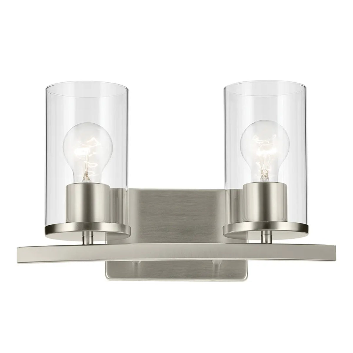 Crosby 15" 2-Light Vanity Light with Clear Glass, Brushed Nickel Finish