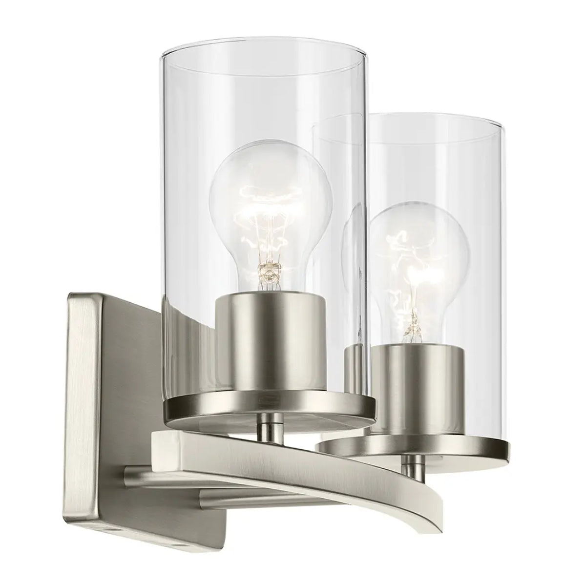 Crosby 15" 2-Light Vanity Light with Clear Glass, Brushed Nickel Finish