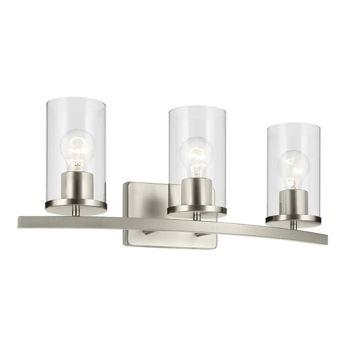 Crosby 23 In 3-Lights Bathroom Vanity Light, Brushed Nickel Finish - Bees Lighting