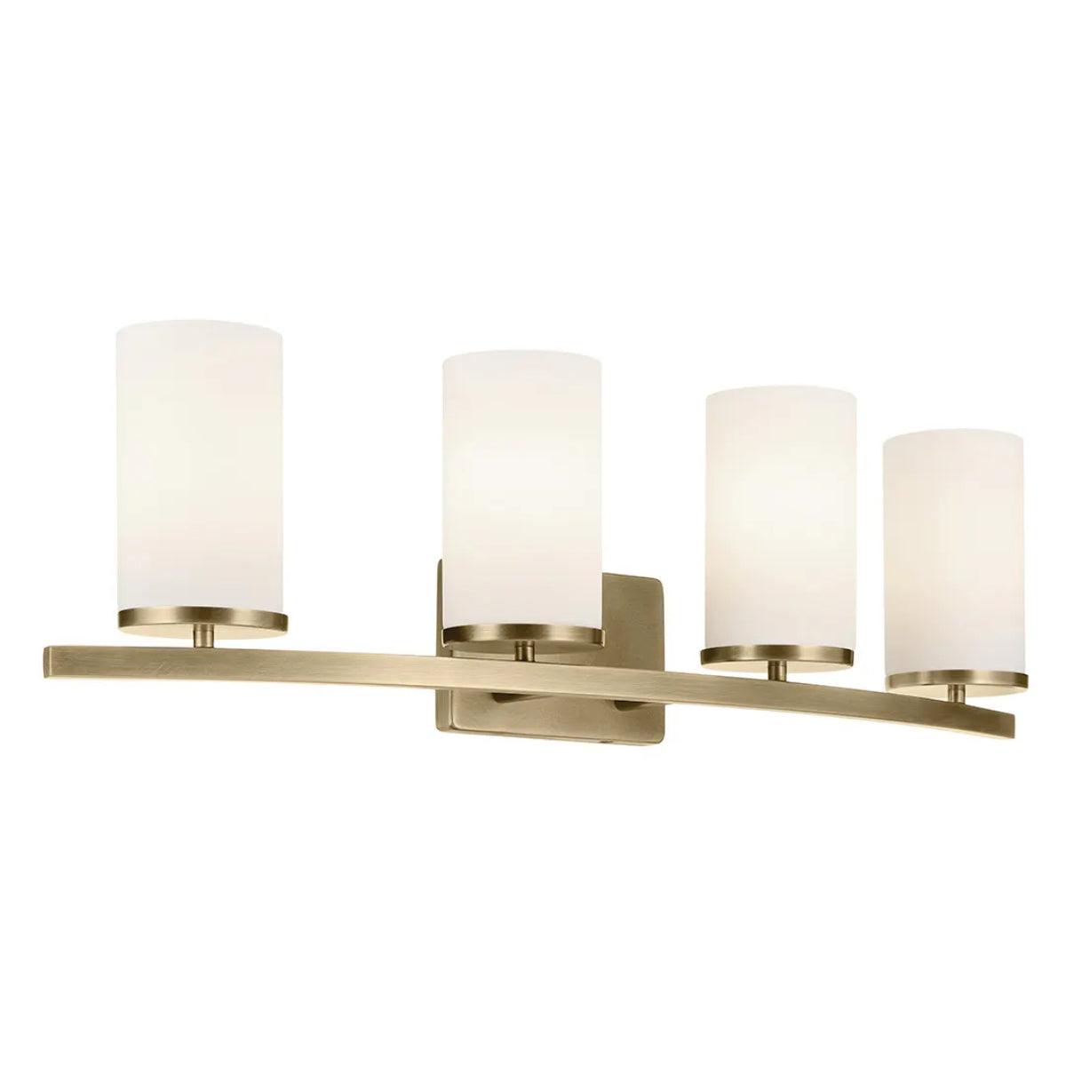 Crosby 31 In 4-Lights Bathroom Vanity Light With Satin Etched Cased Opal Glass, Gold Finish - Bees Lighting