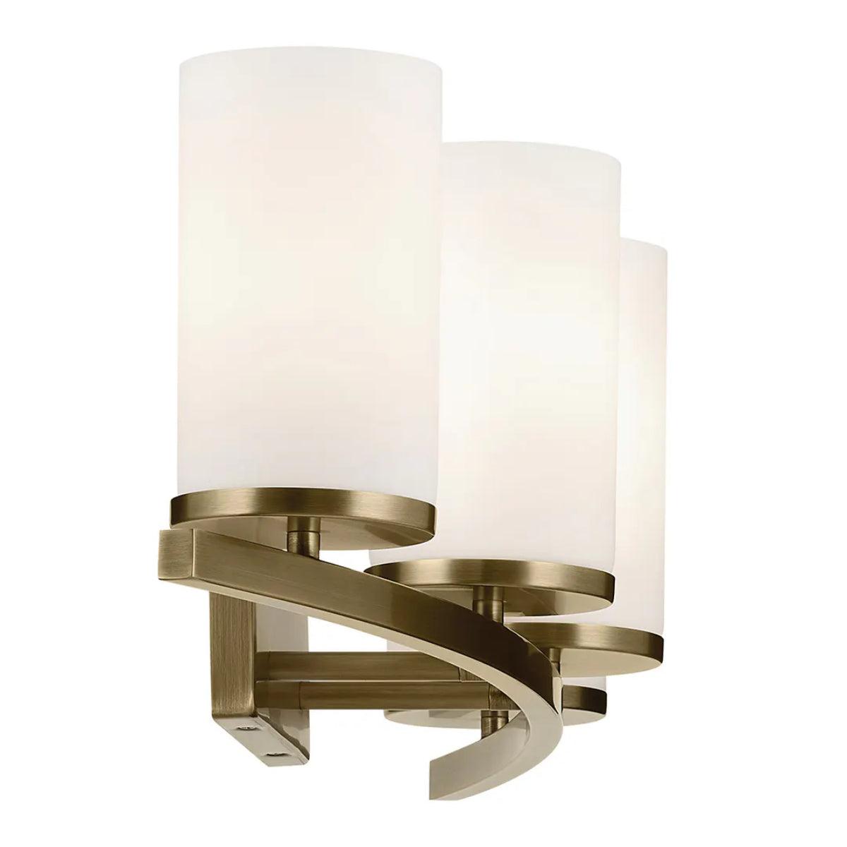 Crosby 31 In 4-Lights Bathroom Vanity Light With Satin Etched Cased Opal Glass, Gold Finish - Bees Lighting