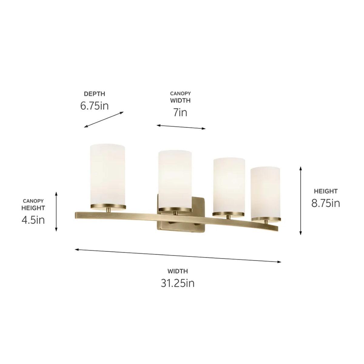 Crosby 31 In 4-Lights Bathroom Vanity Light With Satin Etched Cased Opal Glass, Gold Finish - Bees Lighting