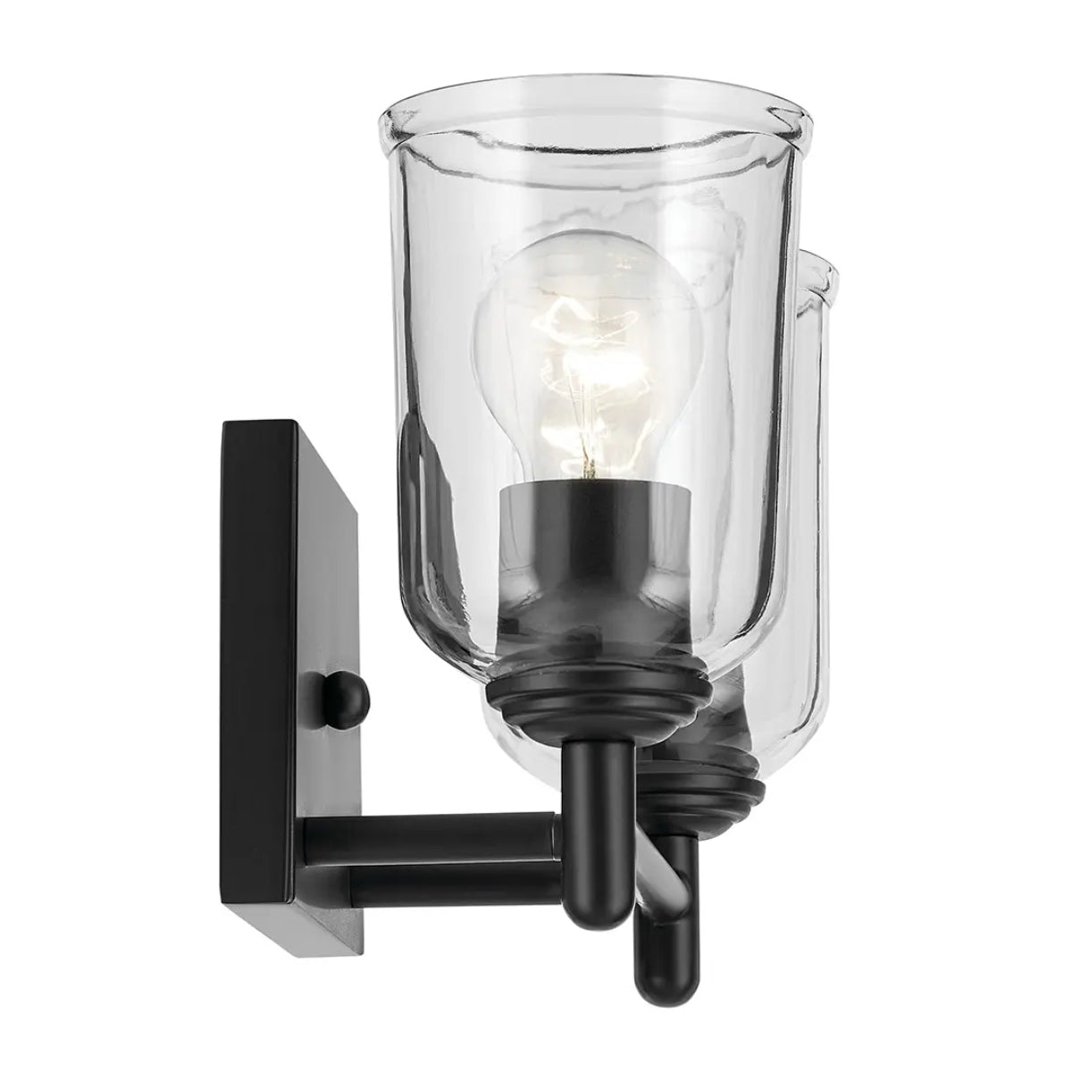 Shailene 13" 2-Light Bathroom Vanity Light with Clear Glass, Black Finish - Bees Lighting