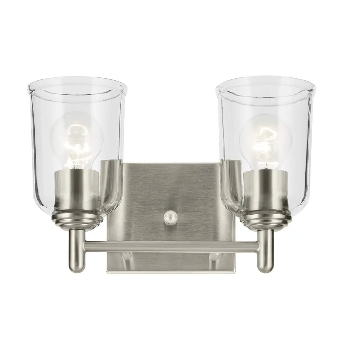 Shailene 13" 2-Light Bathroom Vanity Light with Clear Glass, Brushed Nickel Finish