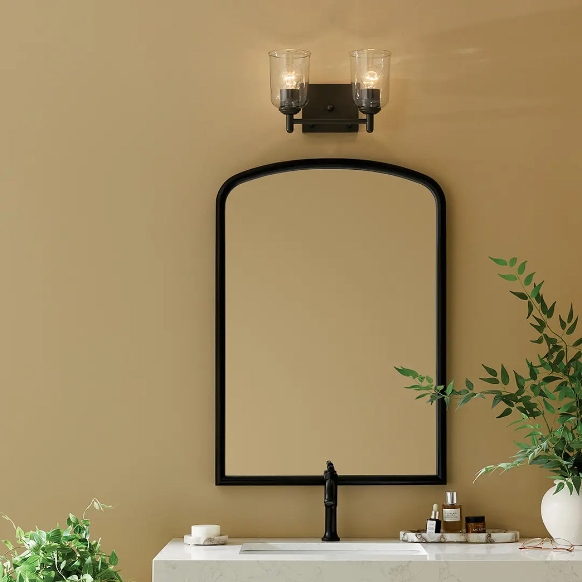 Shailene 13" 2-Light Bathroom Vanity Light with Clear Glass, Olde Bronze Finish