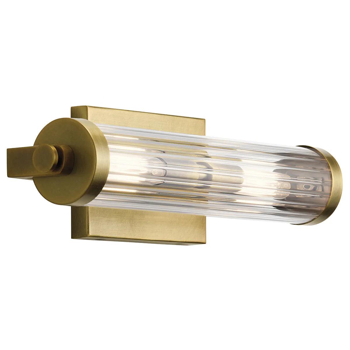 Azores 16" 2-Lights Wall Sconce With Clear Fluted Glass, Gold Finish - Bees Lighting