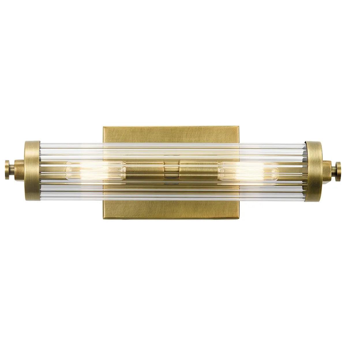 Azores 16" 2-Lights Wall Sconce With Clear Fluted Glass, Gold Finish - Bees Lighting