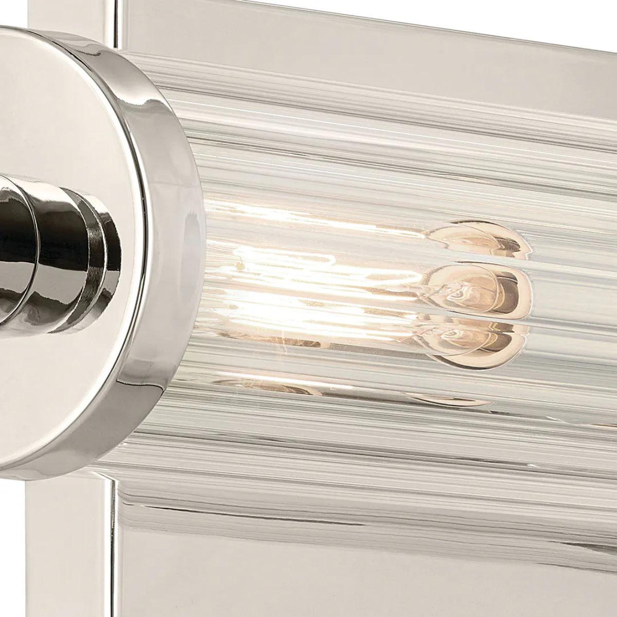 Azores 16 In 2-Lights Bathroom Vanity Light With Clear Fluted Glass, Silver Finish - Bees Lighting