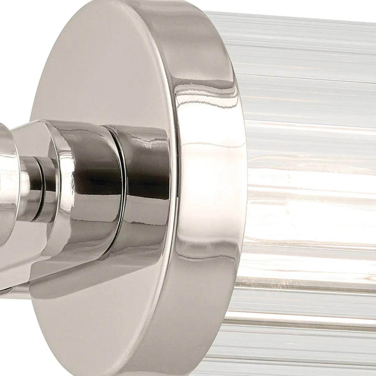 Azores 32 In 5-Lights Bathroom Vanity Light With Clear Fluted Glass, Silver Finish - Bees Lighting