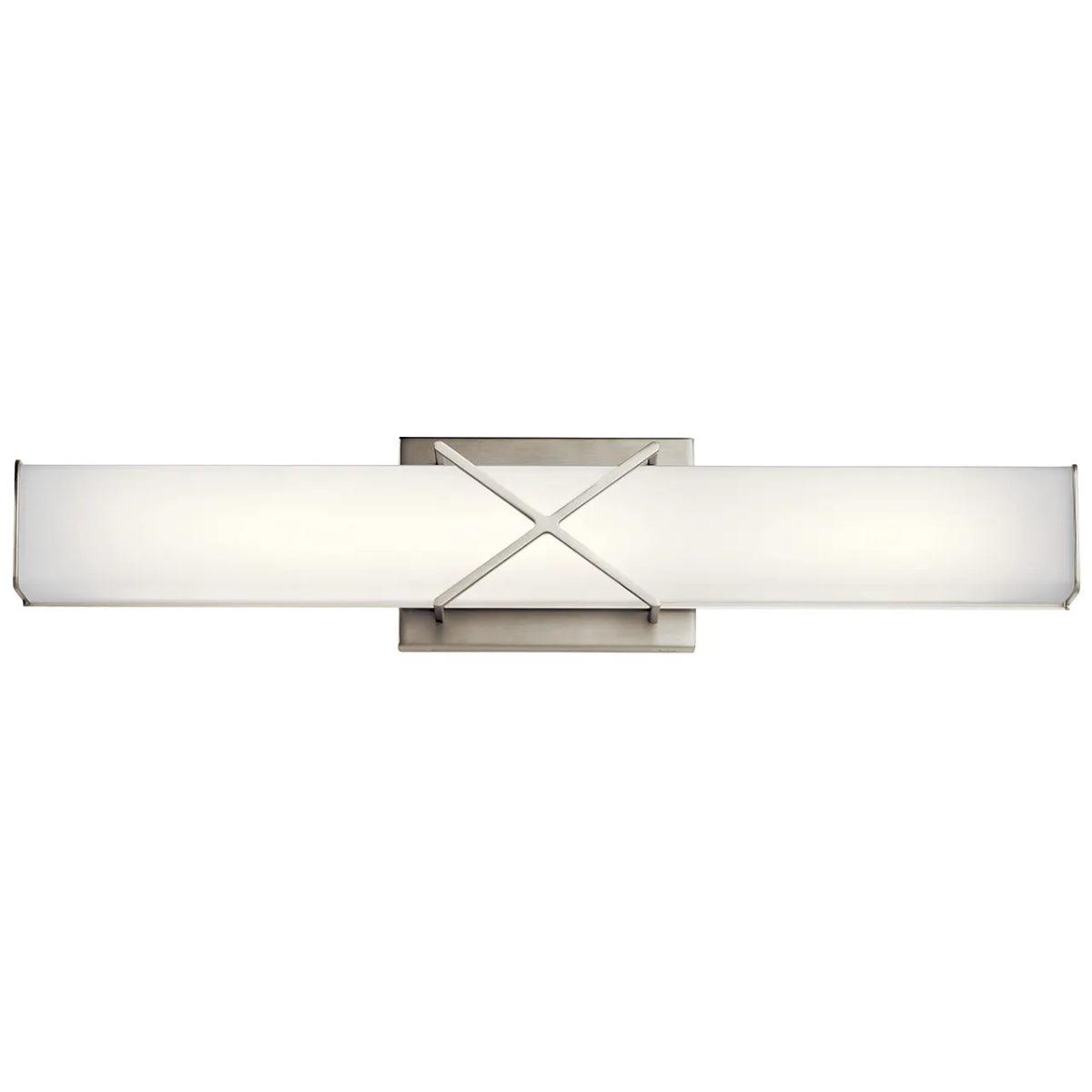 Trinsic 22 In 2-Lights LED Bathroom vanity Light With Clear Satin Etched Glass, Brushed Nickel Finish - Bees Lighting