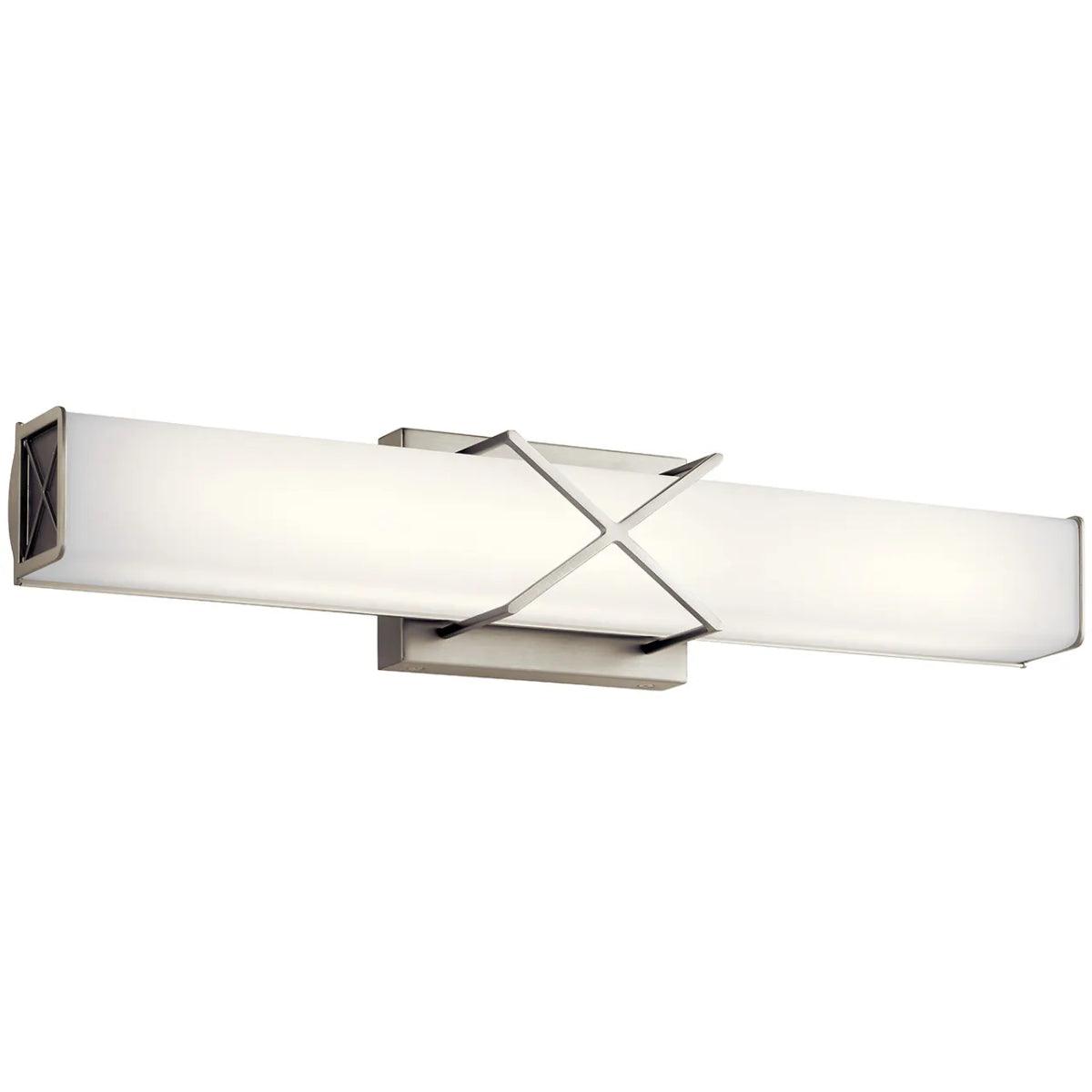 Trinsic 22 In 2-Lights LED Bathroom vanity Light With Clear Satin Etched Glass, Brushed Nickel Finish - Bees Lighting