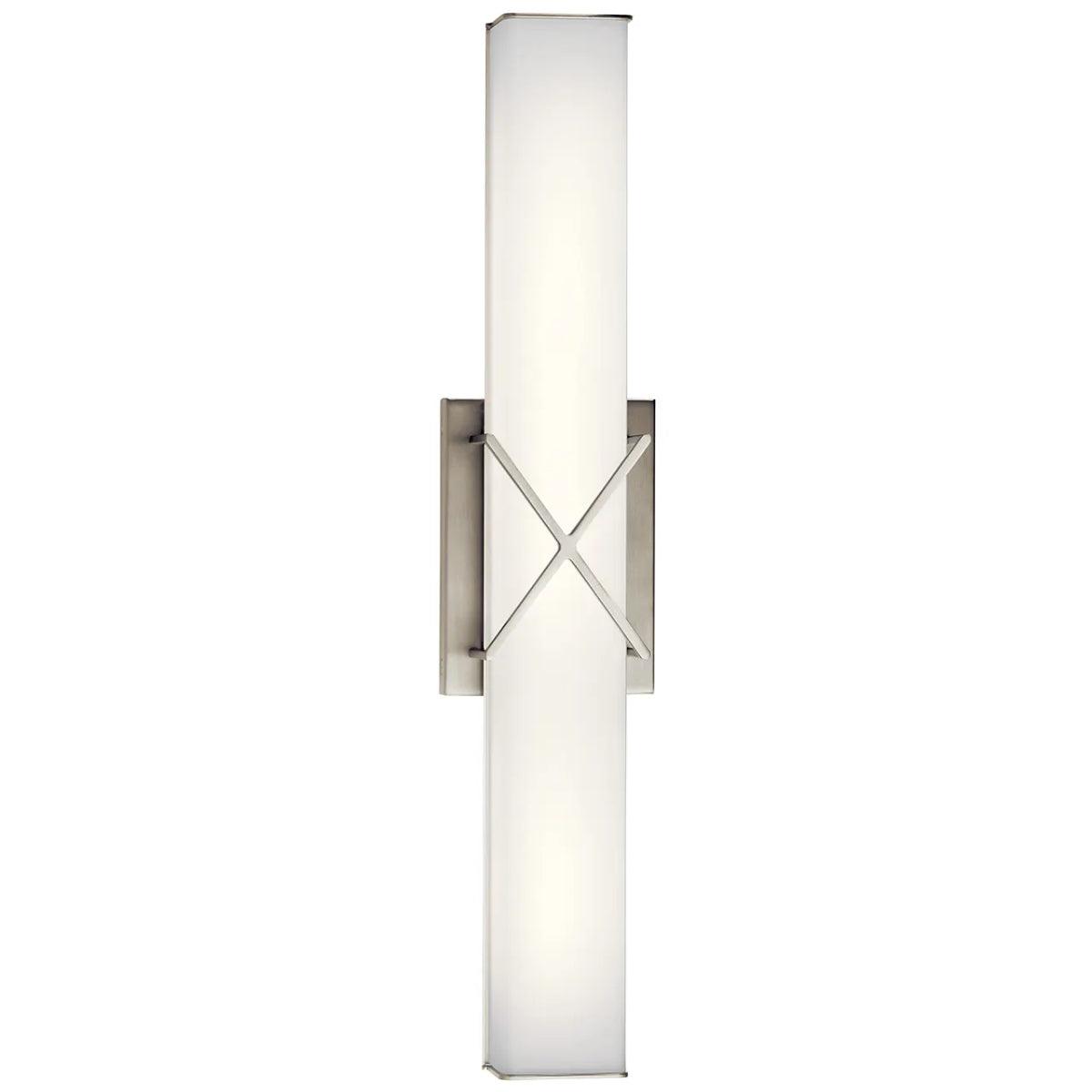 Trinsic 22 In 2-Lights LED Bathroom vanity Light With Clear Satin Etched Glass, Brushed Nickel Finish - Bees Lighting