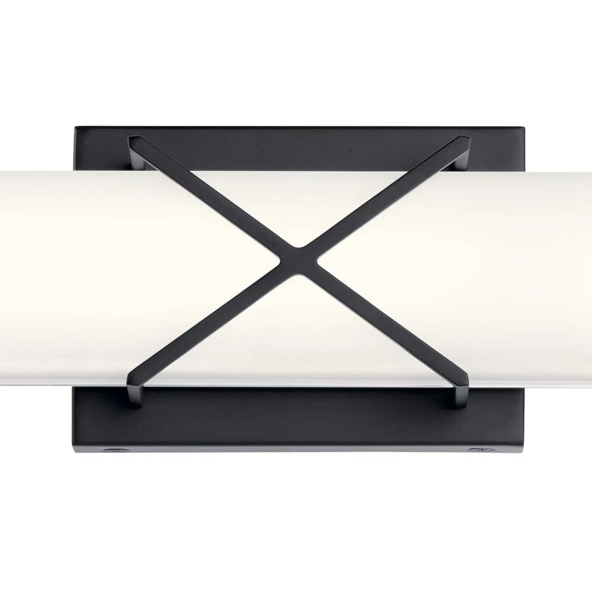 Trinsic 32 In 3-Lights LED Bathroom vanity Light With Clear Satin Etched Glass, Black Finish - Bees Lighting