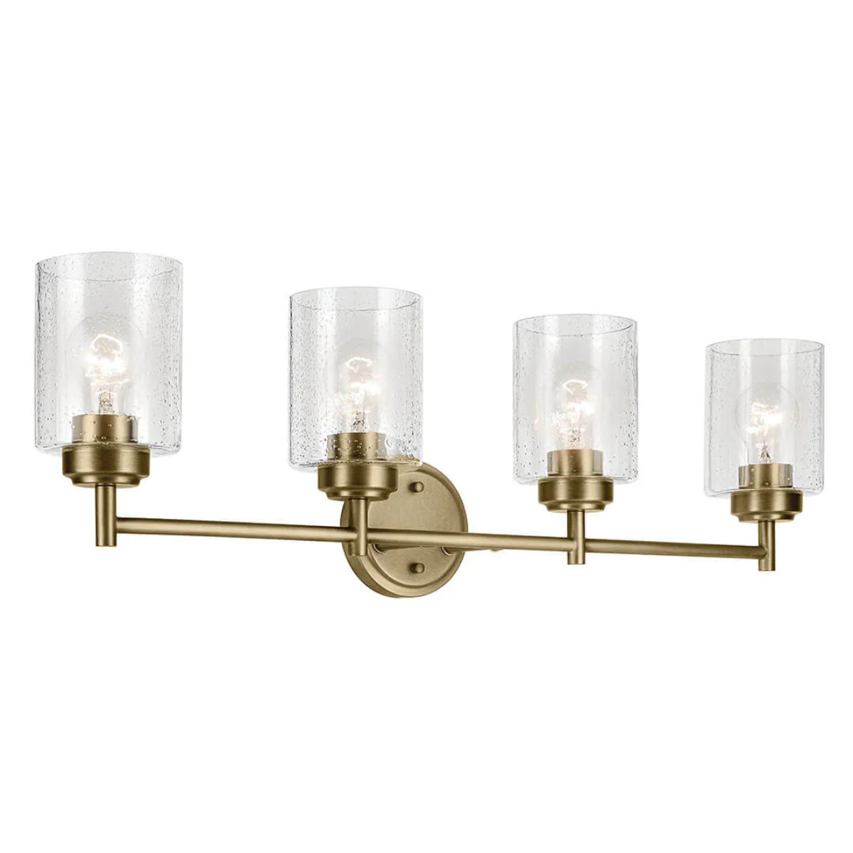 Winslow 30 In 4-Lights Bathroom Vanity Light With Clear Seeded Glass, Gold Finish - Bees Lighting