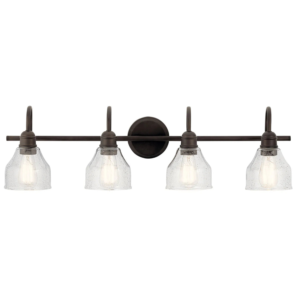 Avery 34 In 4-Lights Bathroom Vanity Light With Clear Fluted Glass, Bronze Finish - Bees Lighting